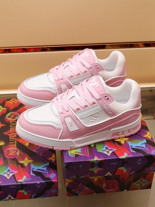 Luxury Virgil Trainer Sneakers Shoes Signature Pink Chalk Monogram - Image 4