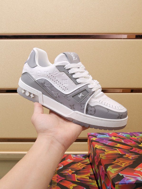 Luxury Trainer Skate Sneakers Shoes #54 Signature Gray White - Image 5