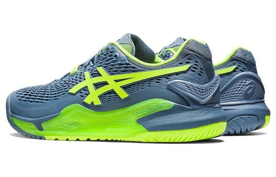 Asics Gel Resolution 9 Steel Blue Hazard Green 1041A330-400 - Image 3