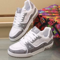 Luxury Trainer Skate Sneakers Shoes #54 Signature Gray White