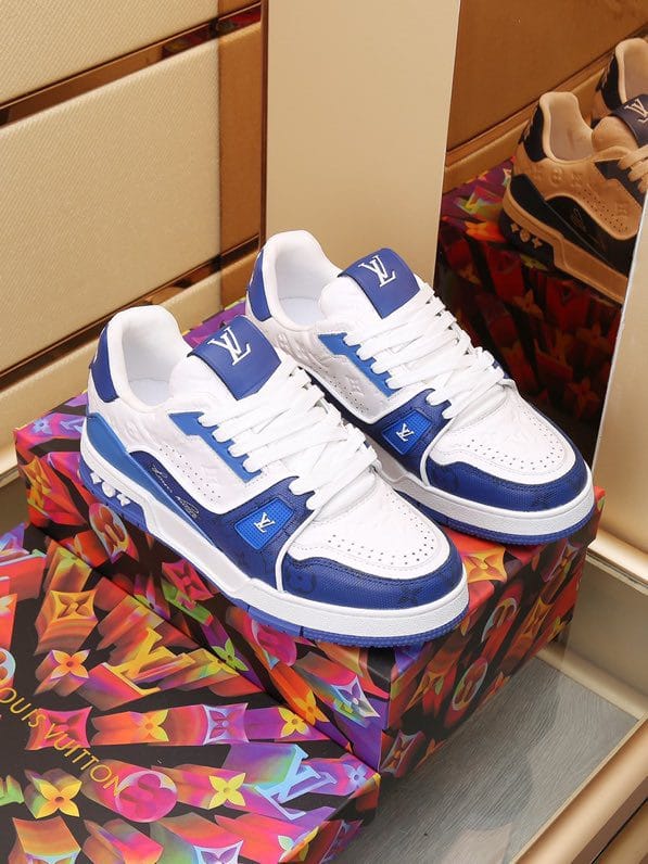 Luxury Trainer Sneakers Shoes #54 Signature Blue and White - Image 6