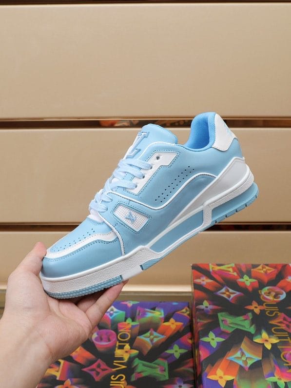 Luxury Virgil Trainer Sneakers Shoes #54 Signature White Blue Monogram - Image 5