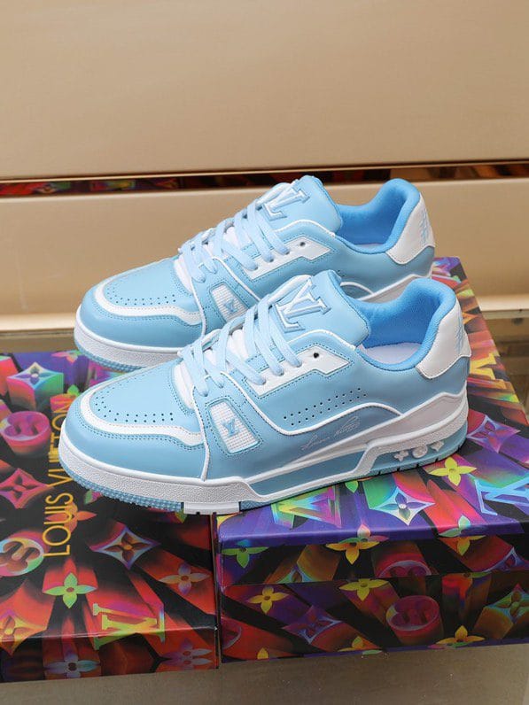 Luxury Virgil Trainer Sneakers Shoes #54 Signature White Blue Monogram - Image 2