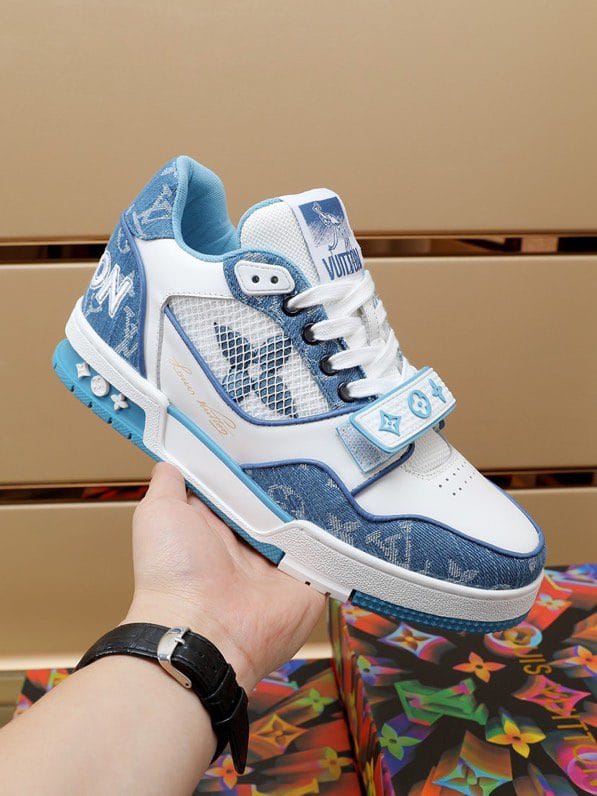 Luxury Virgil Trainer Sneakers Shoes Signature Blue White Monogram - Image 7