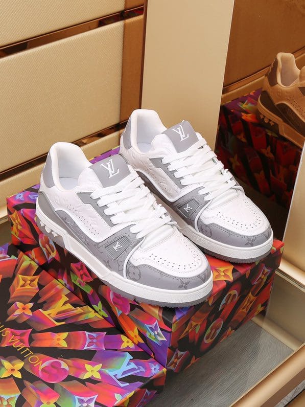 Luxury Trainer Skate Sneakers Shoes #54 Signature Gray White - Image 3