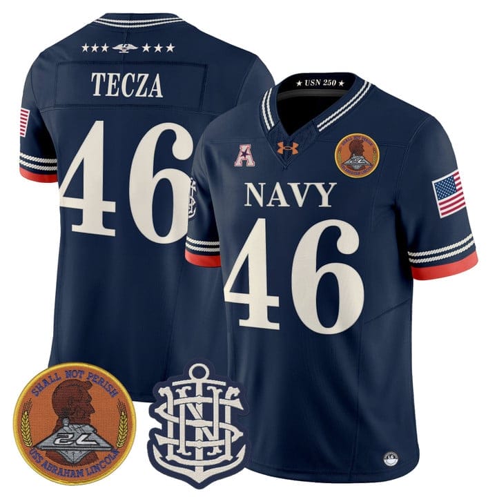 Alternative view of Alex Tecza Jersey #46 Navy Midshipmen 250th Anniversary Stitched