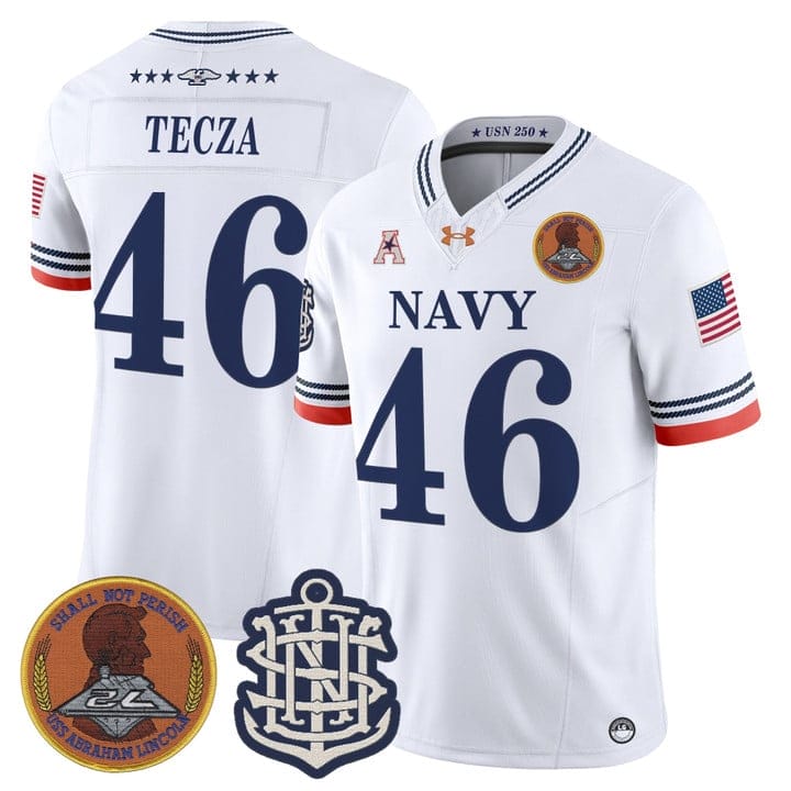 Alex Tecza Jersey #46 Navy Midshipmen 250th Anniversary Stitched - Image 3