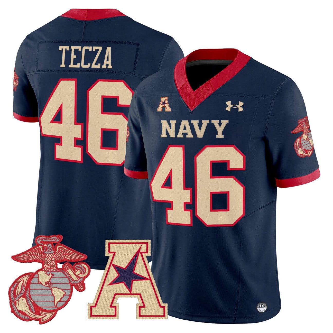 Alternative view of Alex Tecza Jersey #46 Navy Midshipmen Vapor USMC Premier Stitched