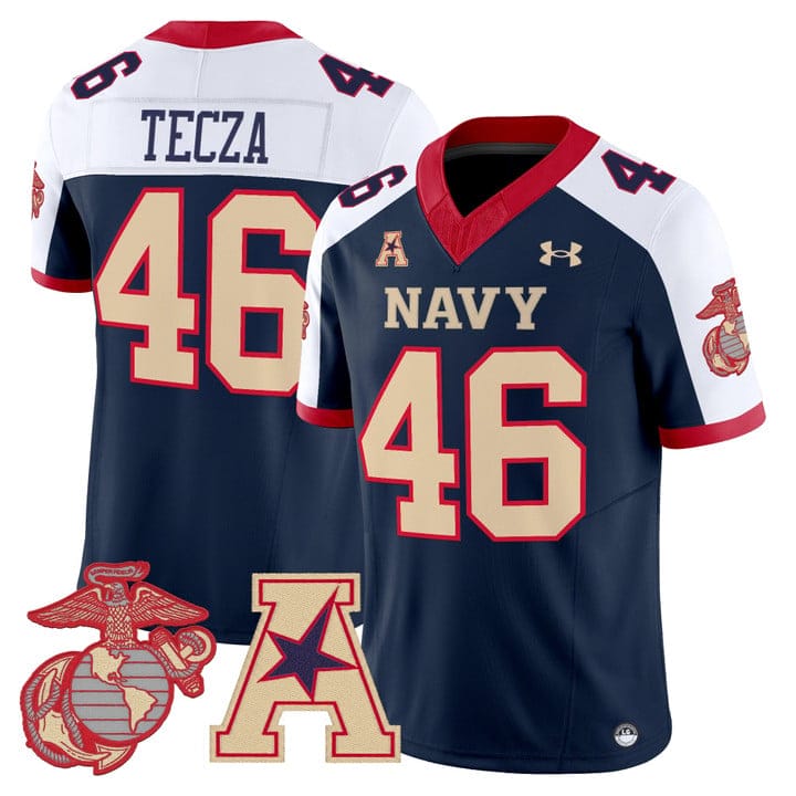 Alex Tecza Jersey #46 Navy Midshipmen Vapor USMC Premier Stitched - Image 3