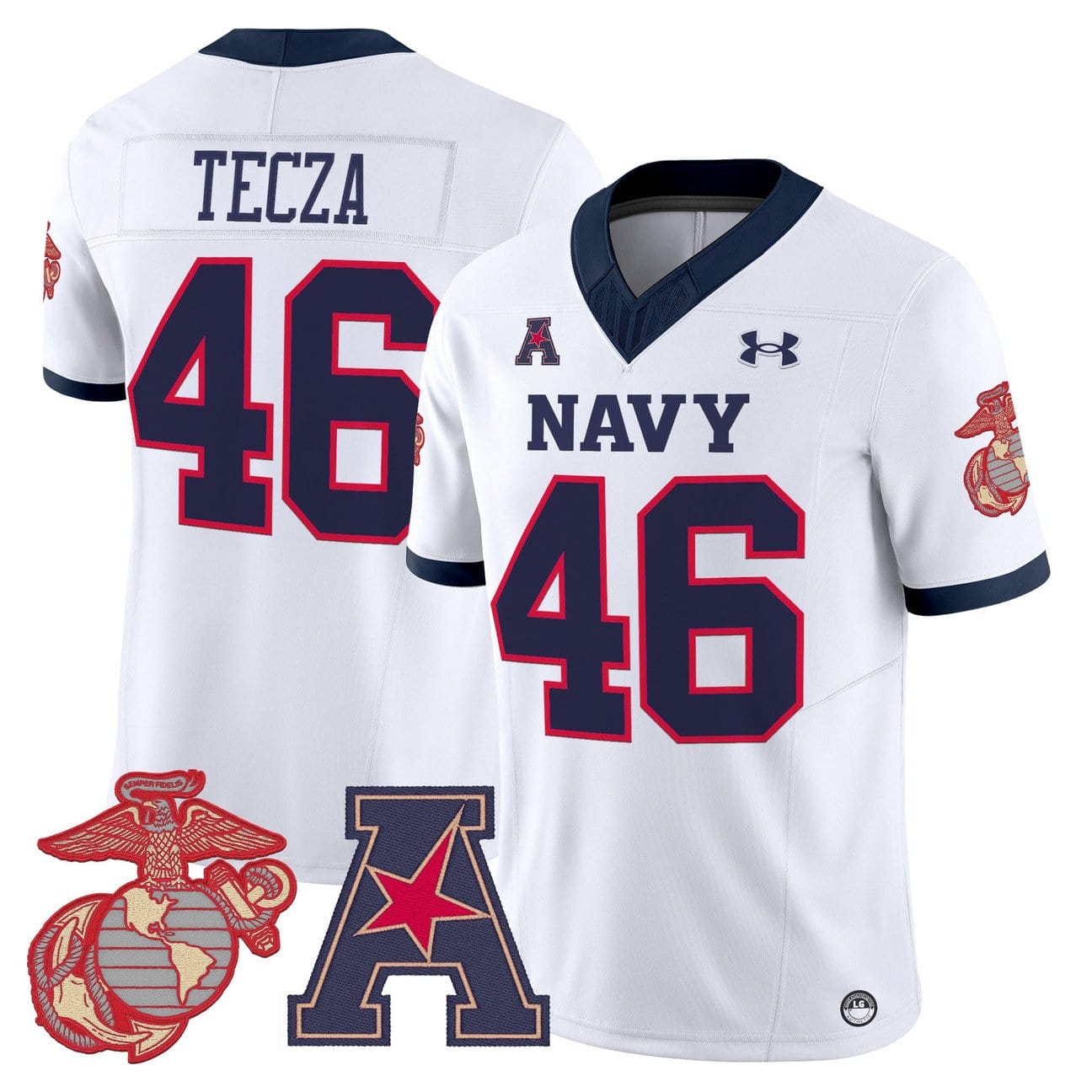 Alex Tecza Jersey #46 Navy Midshipmen Vapor USMC Premier Stitched - Image 3