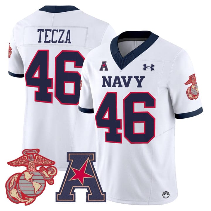 Alternative view of Alex Tecza Jersey #46 Navy Midshipmen Vapor USMC Premier Stitched
