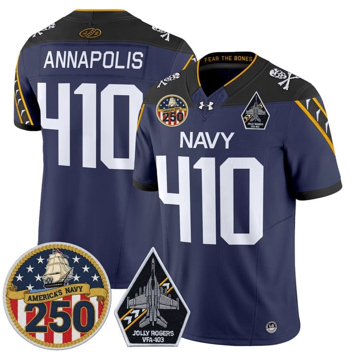 Annapolis Jersey #410 Navy Midshipmen Jolly Rogers 250th Patch Stitched - Image 4