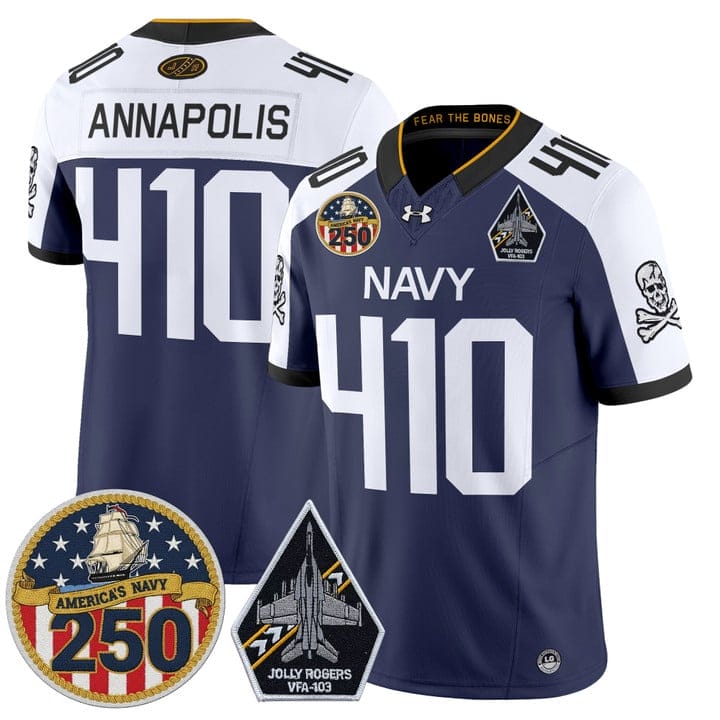 Annapolis Jersey #410 Navy Midshipmen Jolly Rogers 250th Patch Stitched - Image 5