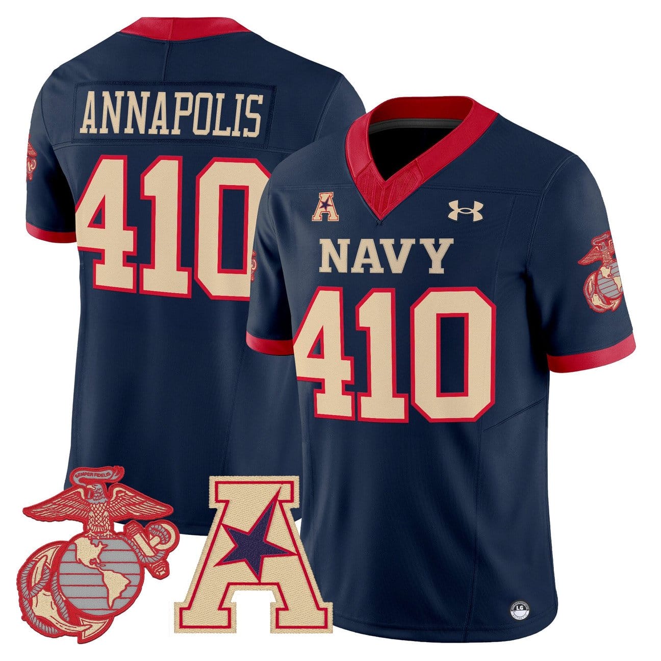 Alternative view of Annapolis Jersey #410 Navy Midshipmen Vapor USMC Premier Stitched