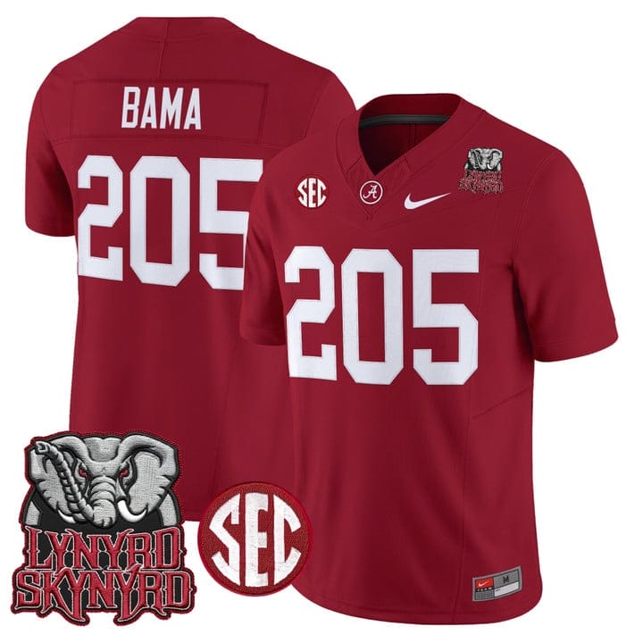 Bama Jersey #205 Alabama Crimson Tide Lynyrd Skynyrd Patch Stitched - Image 4
