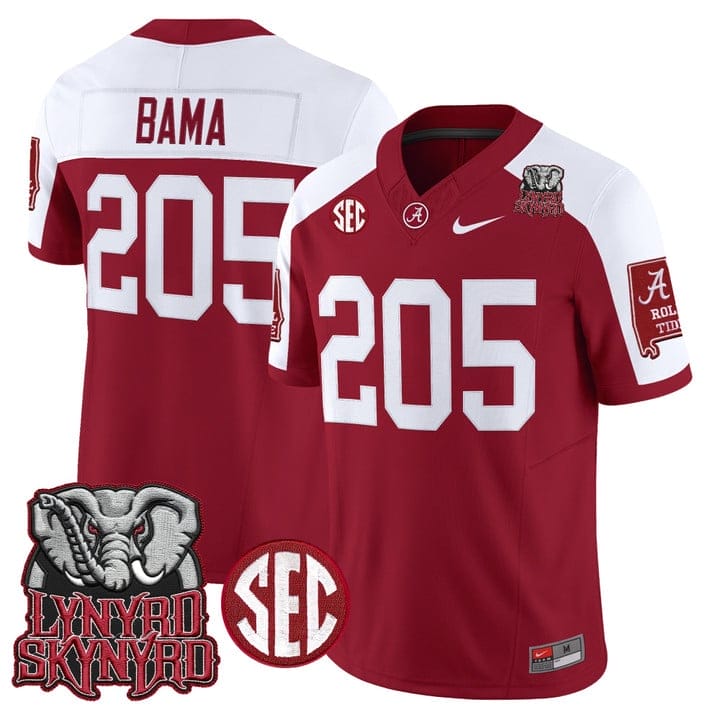 Bama Jersey #205 Alabama Crimson Tide Lynyrd Skynyrd Patch Stitched - Image 3