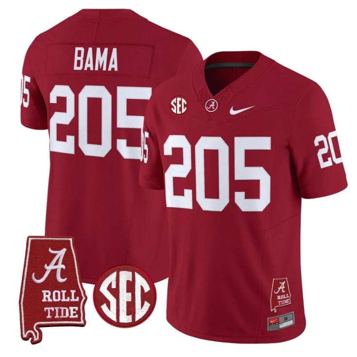 Bama Jersey #205 Alabama Crimson Tide Throwback Map Stitched - Image 4