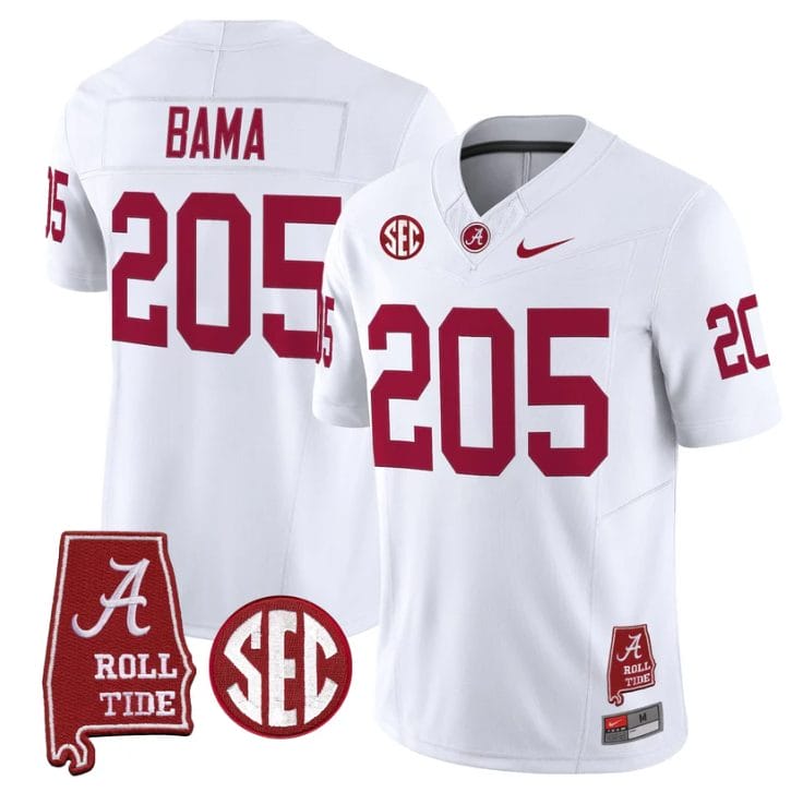 Bama Jersey #205 Alabama Crimson Tide Throwback Map Stitched - Image 5