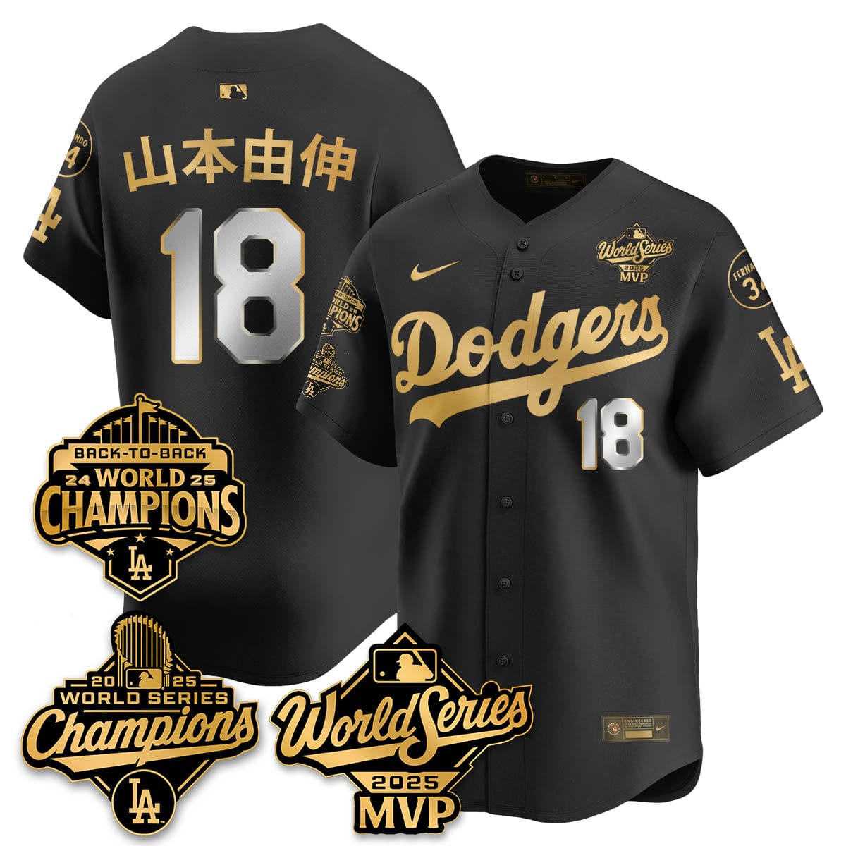 Yoshinobu Yamamoto LAD 2025 World Series MVP Jersey - All Stitched - Image 7