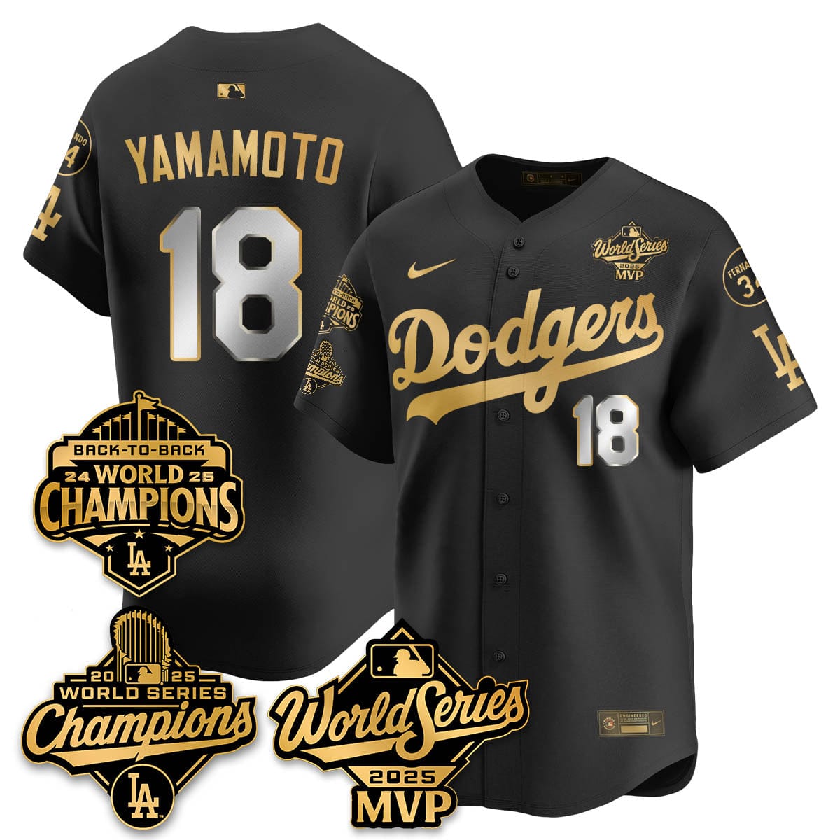 Yoshinobu Yamamoto LAD 2025 World Series MVP Jersey - All Stitched - Image 3