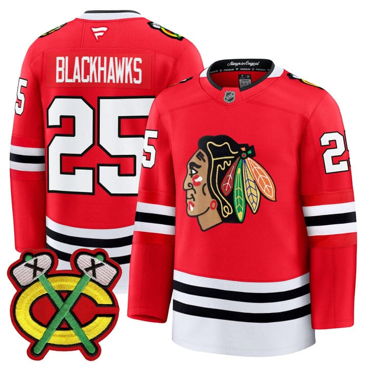 Alternative view of Blackhawks Jersey #25 Chicago Blackhawks 2025-26 Premium Stitched