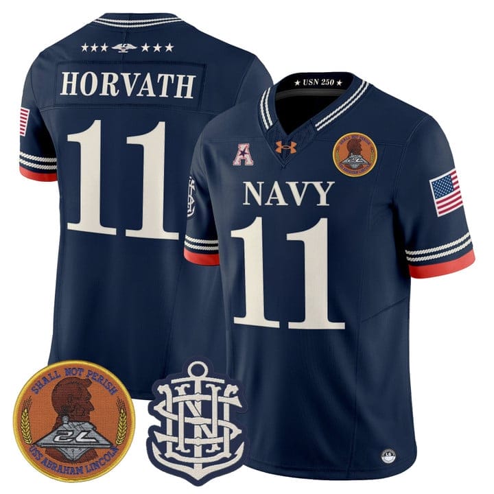 Alternative view of Blake Horvath Jersey #11 Navy Midshipmen 250th Anniversary Stitched