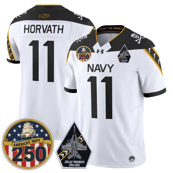 Blake Horvath Jersey #11 Navy Midshipmen Jolly Rogers 250th Patch Stitched - Image 3