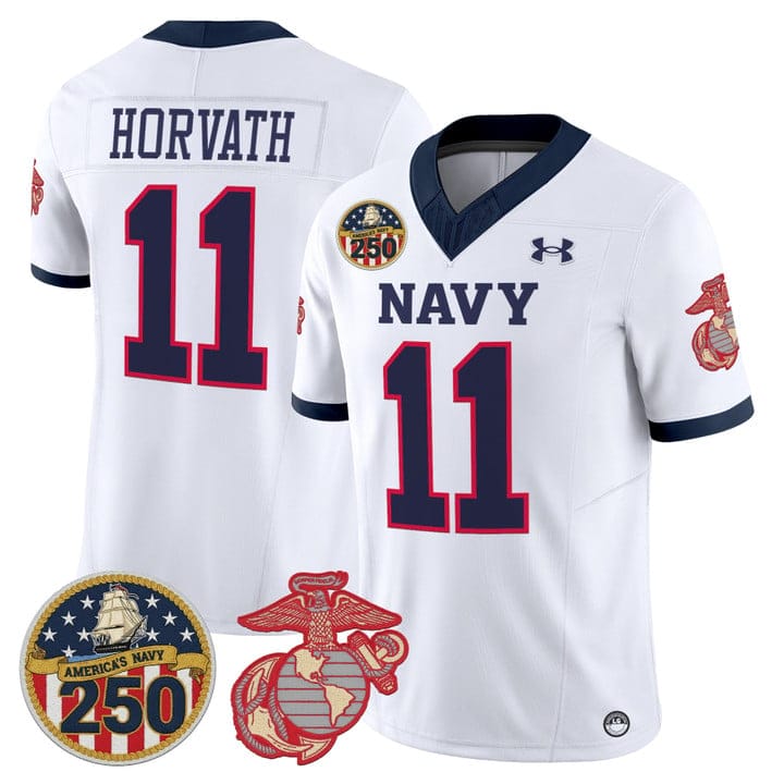 Blake Horvath Jersey #11 Navy Midshipmen USMC 250th Patch Stitched - Image 3