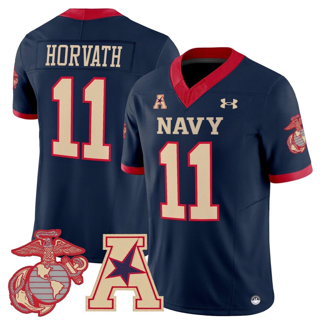 Alternative view of Blake Horvath Jersey #11 Navy Midshipmen Vapor USMC Premier Stitched