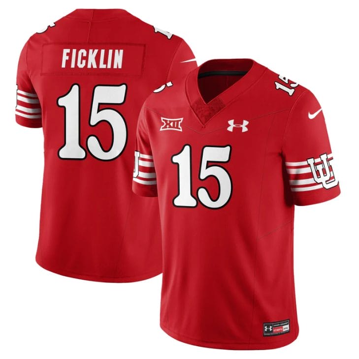 Alternative view of Byrd Ficklin Jersey #15 Utah Football 2025 Dark Mode Limited Stitched