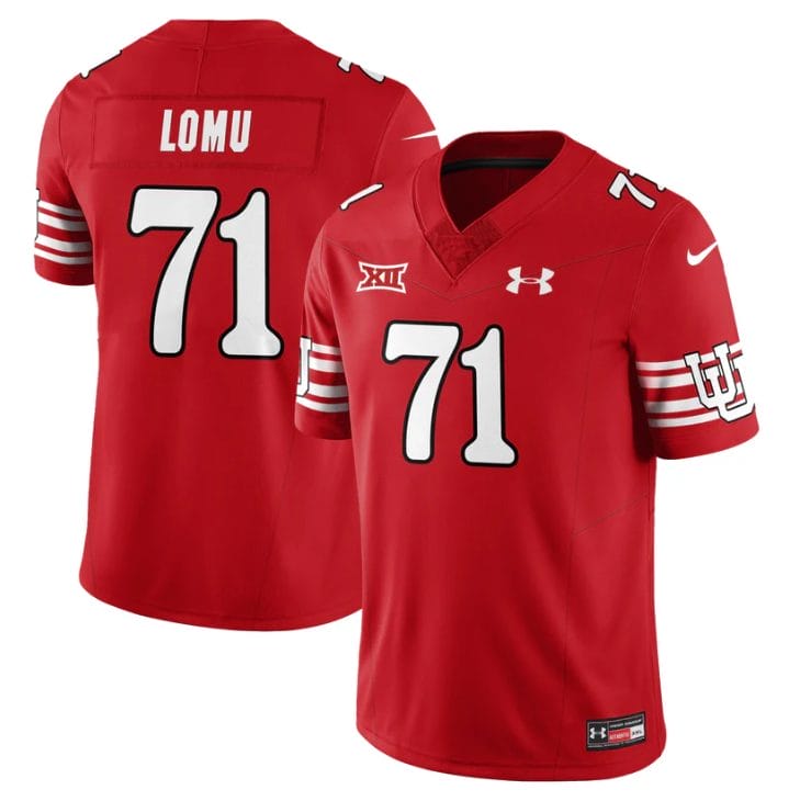 Alternative view of Caleb Lomu Jersey #71 Utah Football 2025 Dark Mode Limited Stitched
