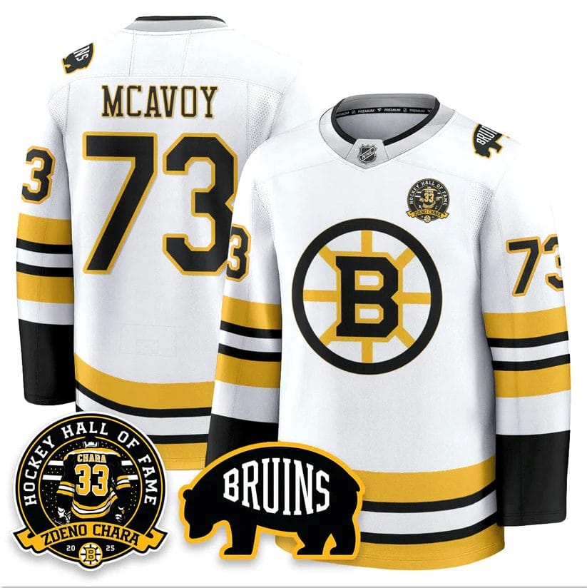 Alternative view of Charlie McAvoy Jersey #73 Boston Bruins Premium Zdeno Chara HOF Stitched
