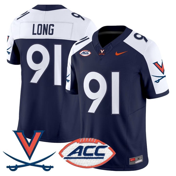 Alternative view of Chris Long Jersey #91 Virginia Cavaliers 2025 Vapor Limited Stitched 1995