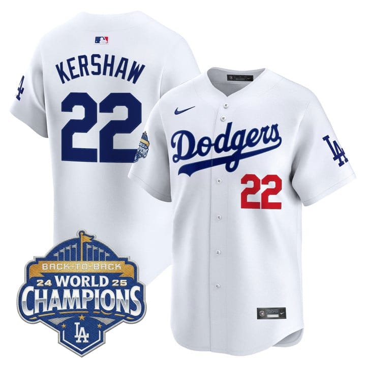 Clayton Kershaw Jersey #22 Dodgers 2025 Back-To-Back Champions Stitched - Image 5