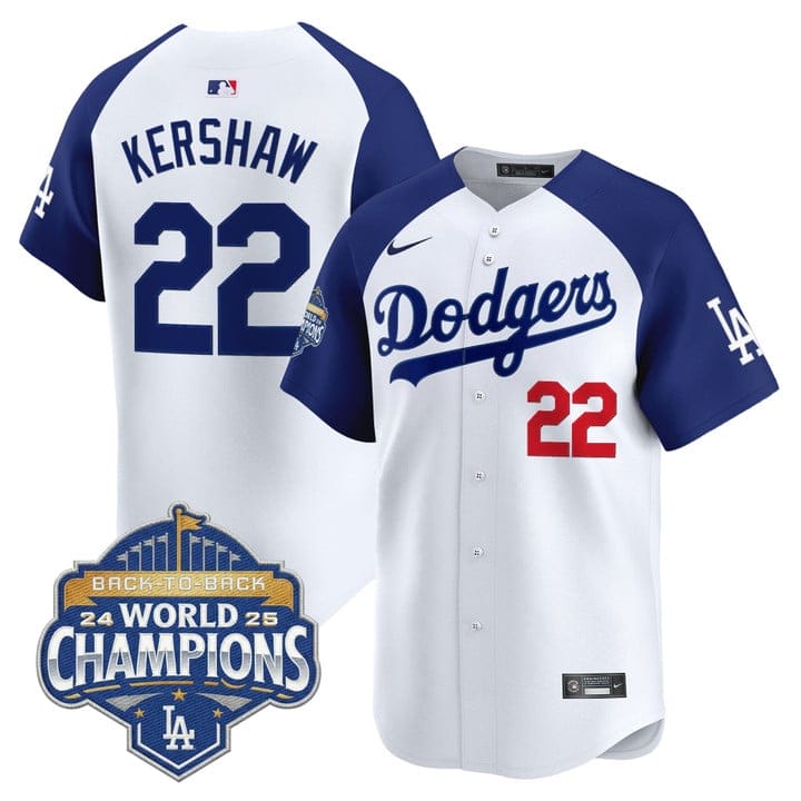 Clayton Kershaw Jersey #22 Dodgers 2025 Back-To-Back Champions Stitched - Image 4