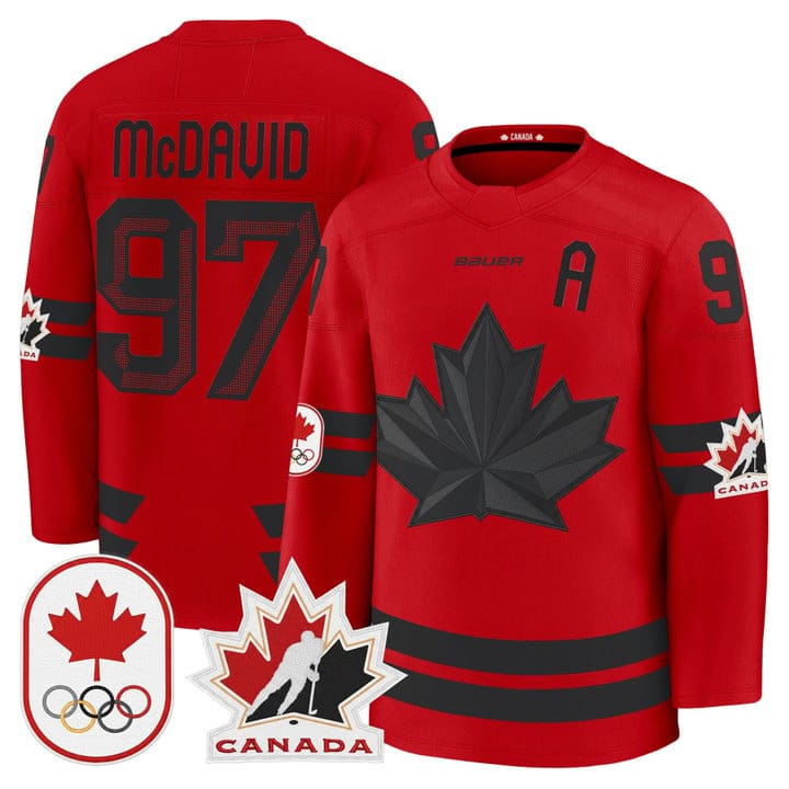 Alternative view of Connor McDavid Jersey #97 Canada Olympic Premium Hockey 2026 Stitched