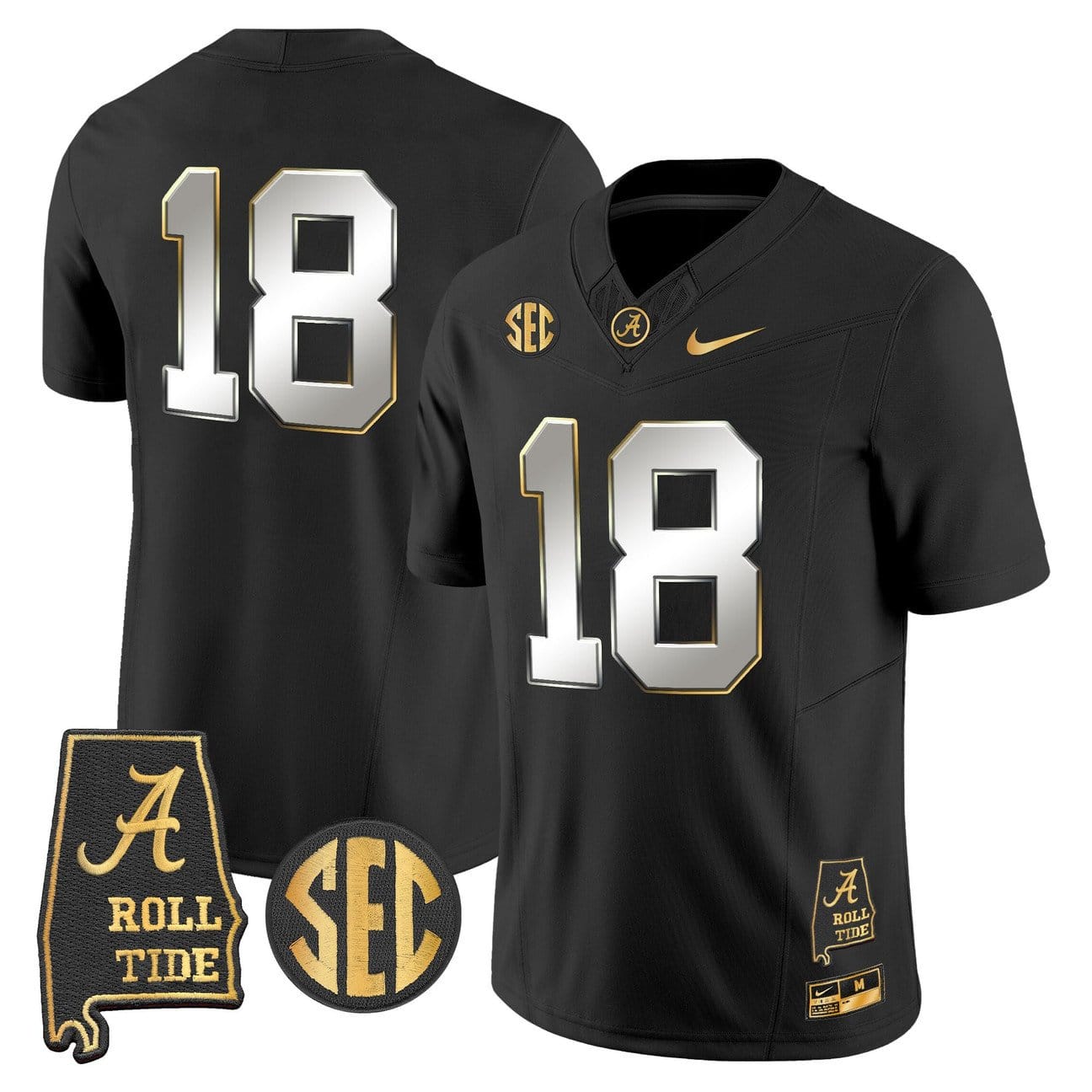 Crimson Jersey #18 Alabama Crimson Tide 2025 Gold Vapor Stitched - Image 3