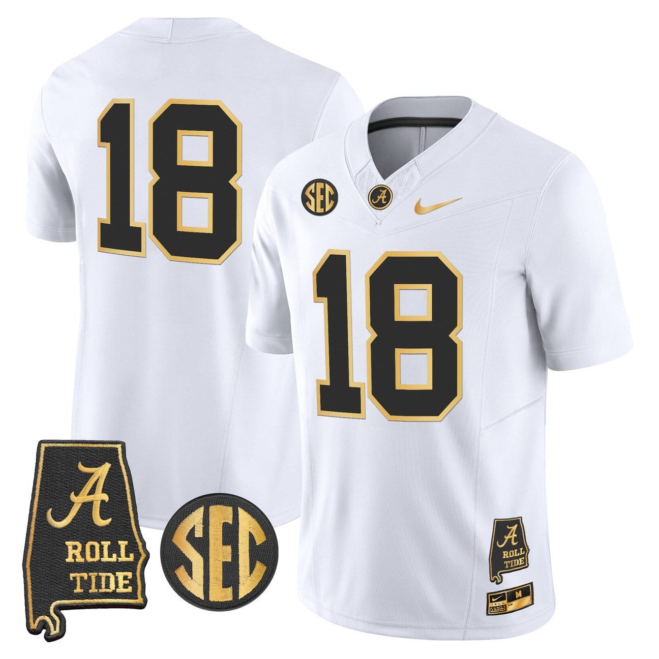 Crimson Jersey #18 Alabama Crimson Tide 2025 Gold Vapor Stitched - Image 4