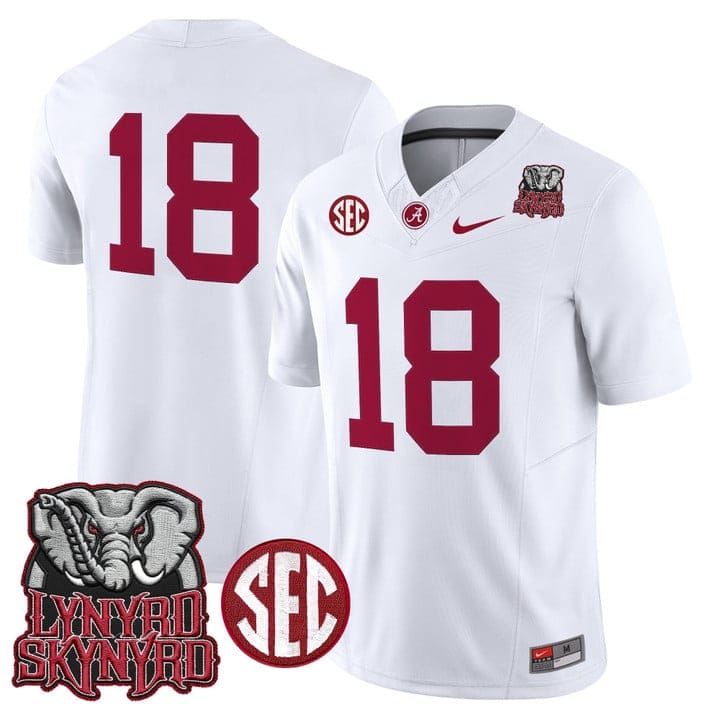 Crimson Jersey #18 Alabama Crimson Tide Lynyrd Skynyrd Patch Stitched - Image 5