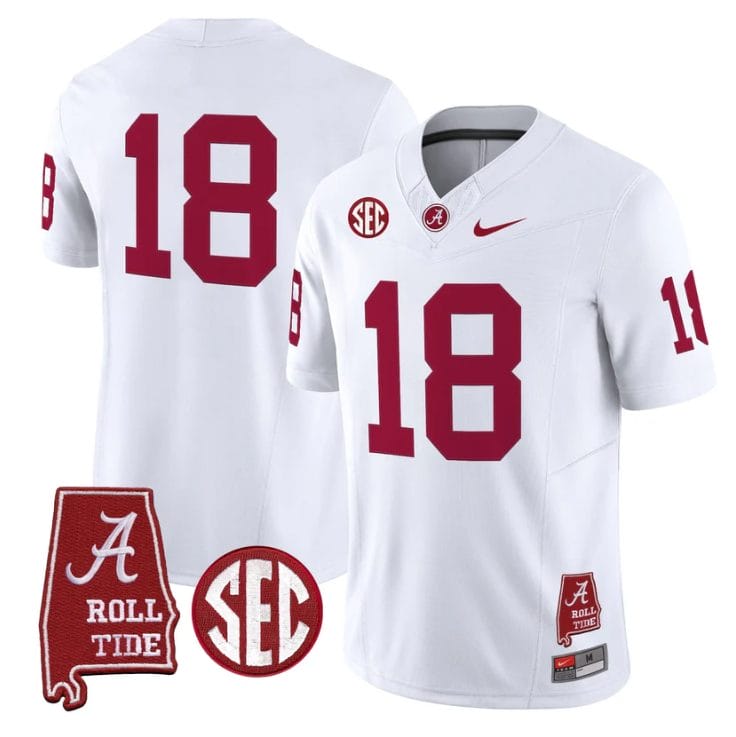 Crimson Jersey #18 Alabama Crimson Tide Throwback Map Stitched - Image 5