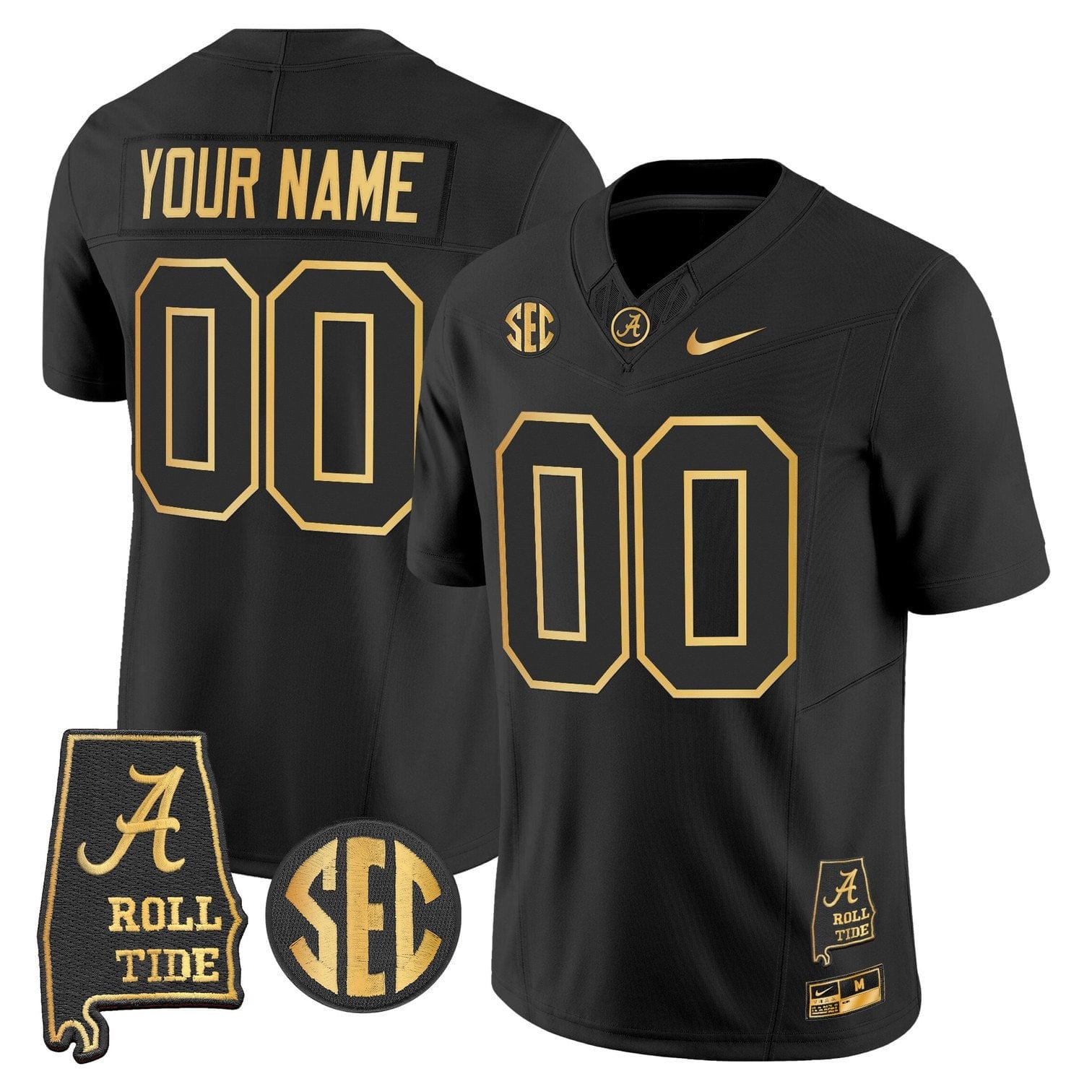 Alternative view of Custom Alabama Crimson Tide Jersey 2025 Gold Vapor Limited Stitched