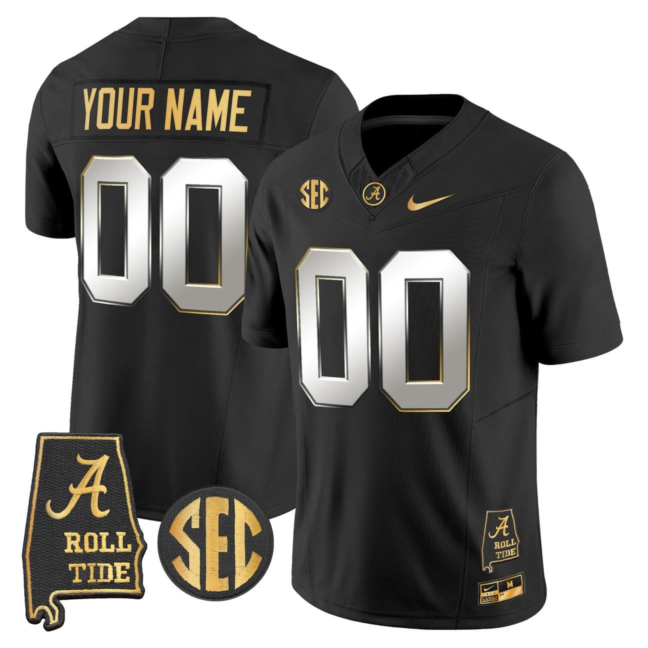 Custom Alabama Crimson Tide Jersey 2025 Gold Vapor Limited Stitched - Image 3