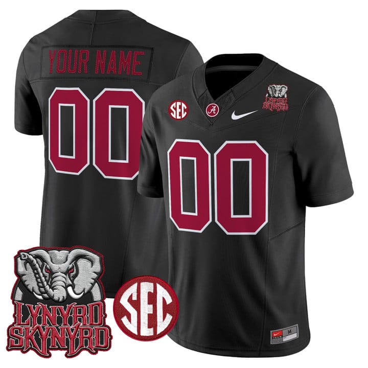 Custom Alabama Crimson Tide Jersey Lynyrd Skynyrd Patch Stitched - Image 2