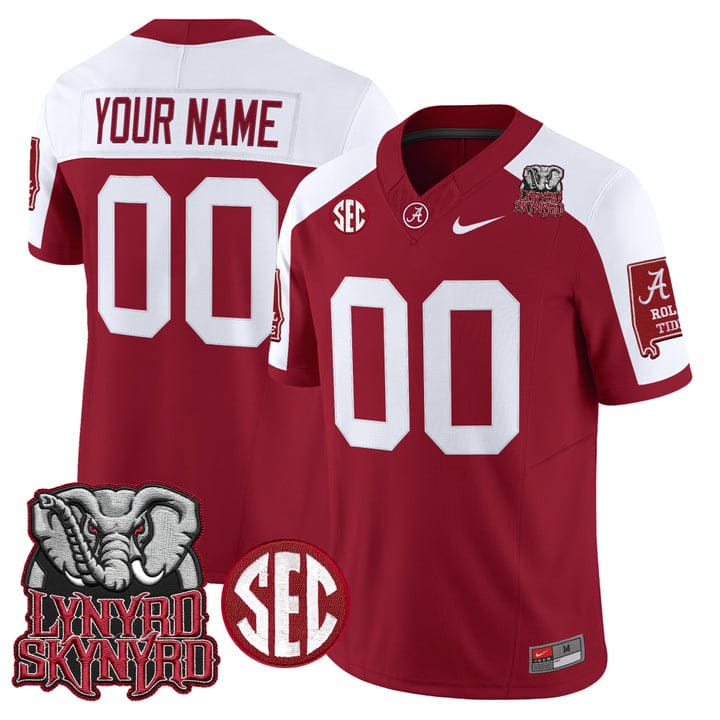 Custom Alabama Crimson Tide Jersey Lynyrd Skynyrd Patch Stitched - Image 3