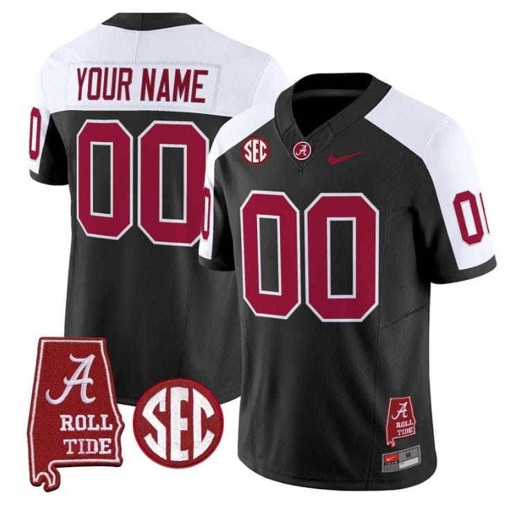 Custom Alabama Crimson Tide Jersey Name, Number Throwback Map Stitched