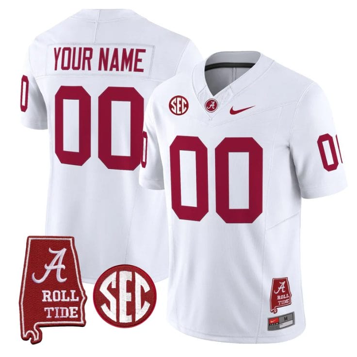 Custom Alabama Crimson Tide Jersey Name, Number Throwback Map Stitched - Image 5