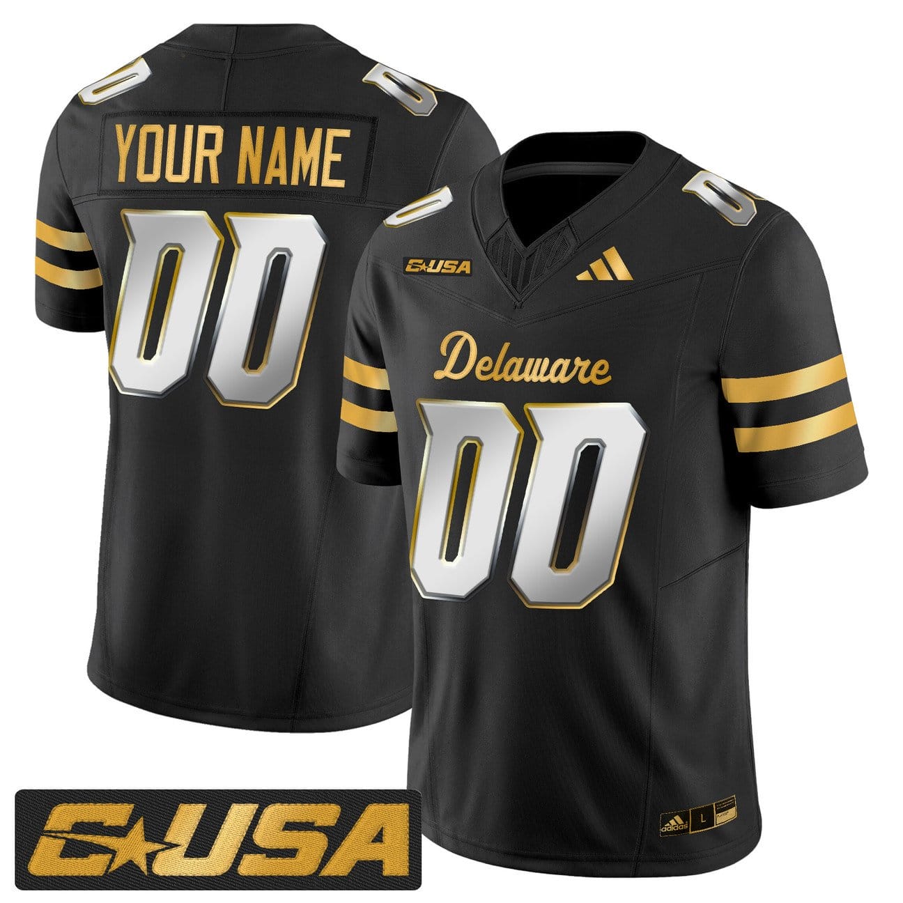 Custom Delaware Blue Hens Jersey 2025 Gold Vapor Limited Stitched - Image 3