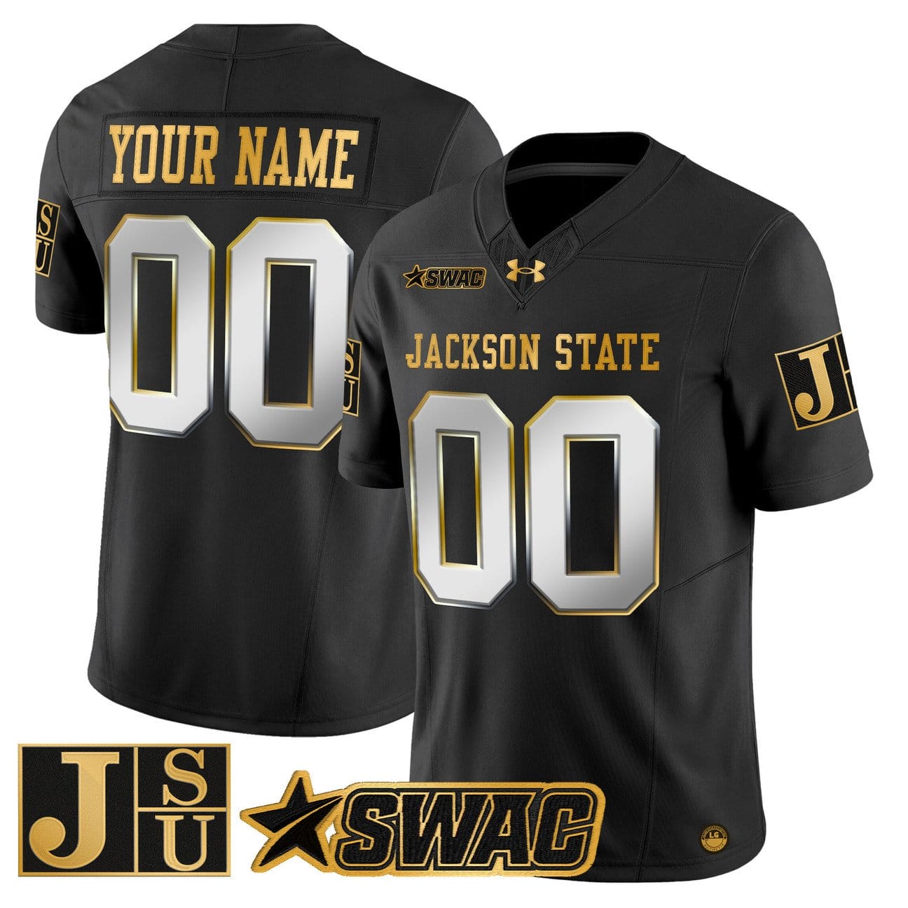 Custom Jackson State Tigers Jersey 2025 Gold Vapor Stitched - Image 3