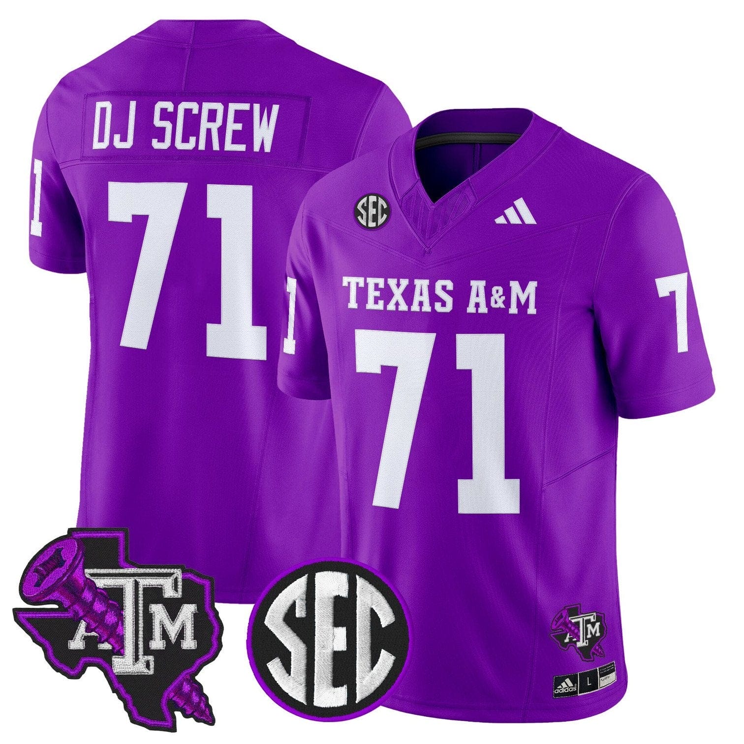 Alternative view of DJ Screw Jersey #71 Texas A&M Aggies DJ Screw Vapor Limited Stitched