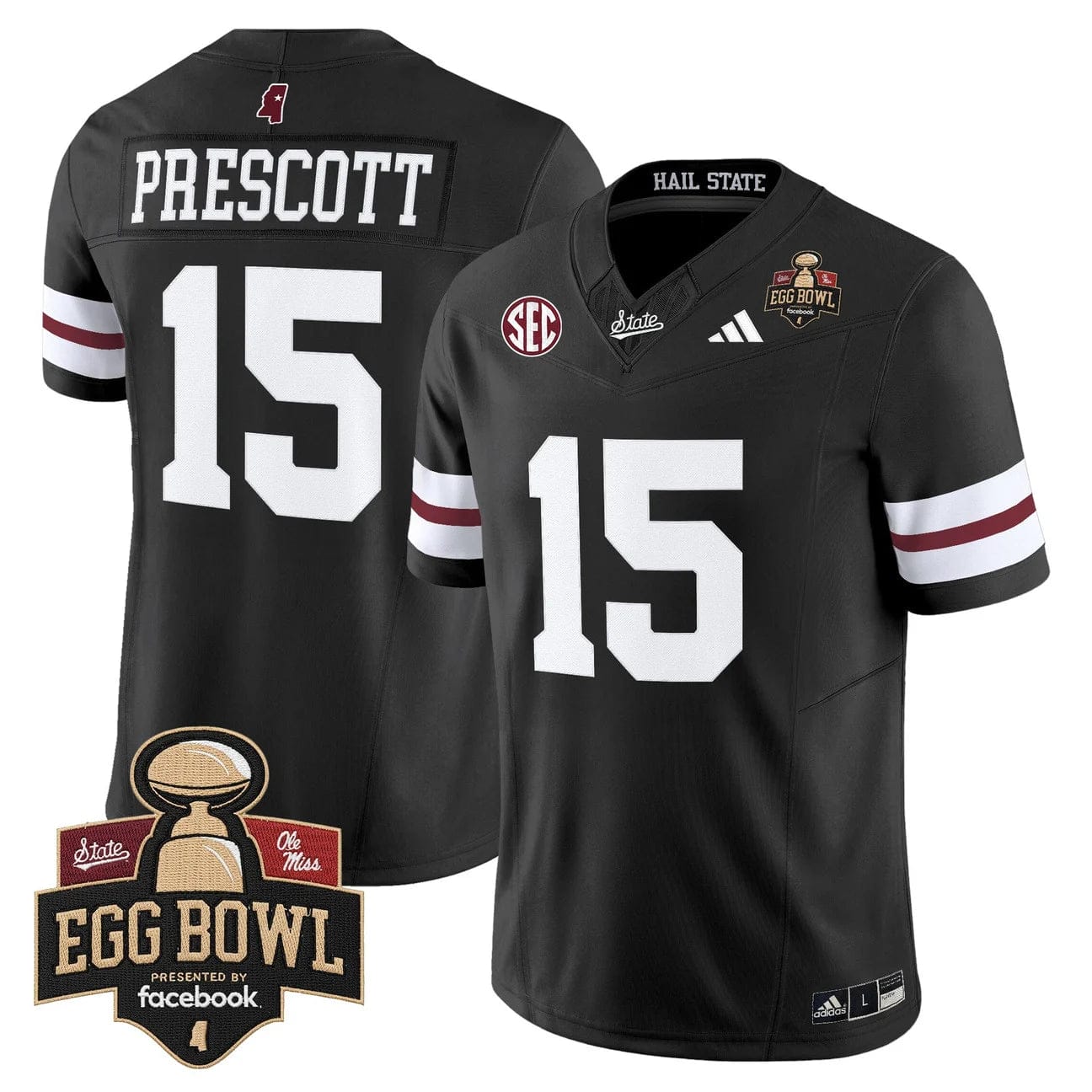 Alternative view of Dak Prescott Jersey #15 Mississippi State Bulldogs 2025 Egg Bowl Stitched